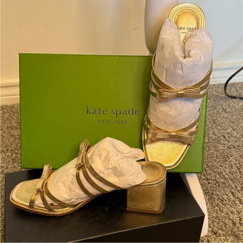 Kate Spade Gold Strappy Heels